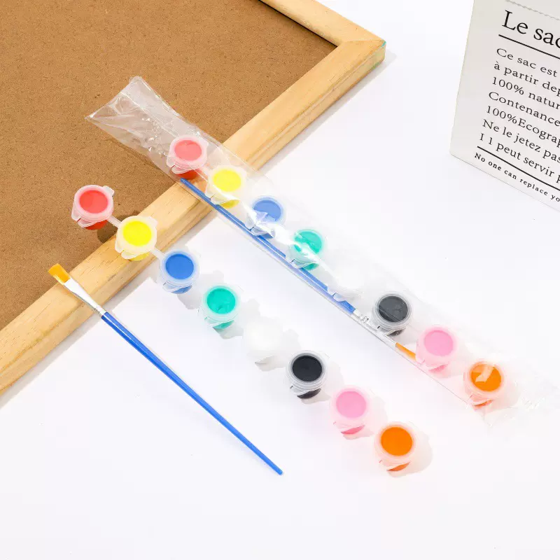 幼儿丙烯颜料DIY6色连体涂鸦彩绘美术用品 石膏娃娃风筝绘画颜料