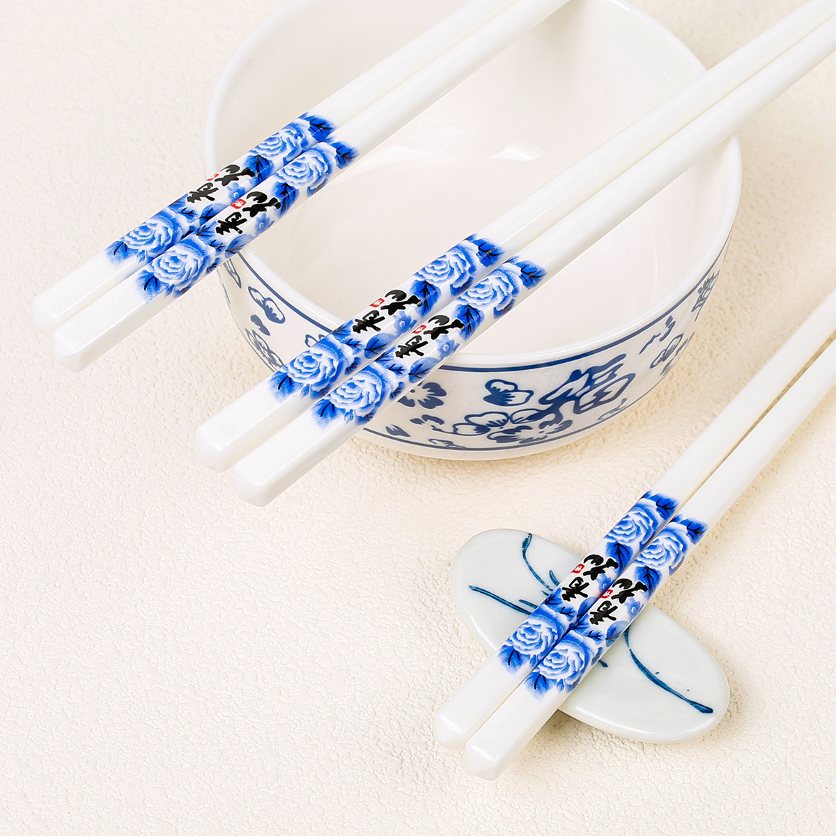 Palillos de cerámica azul y blanco, porcelana blanca, vajilla para el hogar, resistente a altas temperaturas, a prueba de moho y sin deformación, palillos de regalo al por mayor