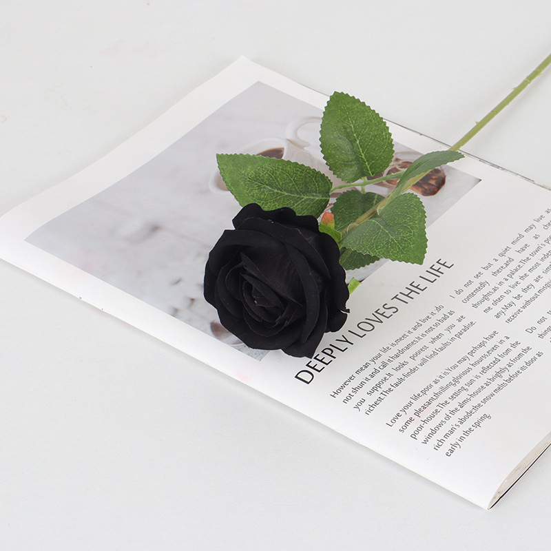 Rosa de simulación negra Rosa Halloween Festival de fantasmas Horror Estilo gótico Serie oscura Decoración Flor falsa