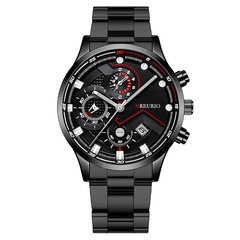 Fashionable Business Men's Watch for Cross-Border Sales, with a Metal Stainless Steel Strap, Model with Six Hands