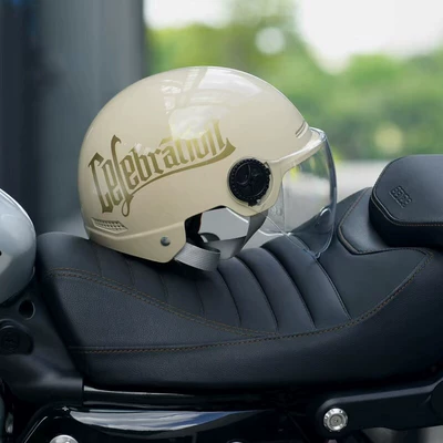 safety helmet for electric motorcycles and scooters, Motosiklet kaskı (dəbilqə) - 3c-certification-off-white-letters-high-definition-transparent-short-lenses-3c-certification-one-size-fits-all-head-sizes-for-both-men-and-women-54-60cm