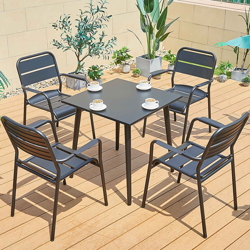 Mesas y sillas para exteriores, combinación de mesa de centro sencilla para ocio al aire libre, mesas y sillas de aleación de aluminio impermeables y resistentes al sol para jardín y patio al aire libre image 14