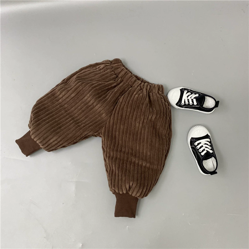 Children's corduroy trousers, winter warm warm jeans for boys, keep warm flashlight