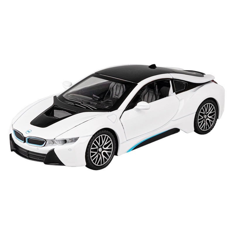 Jiaye modelo de coche 1:32 nuevo i8 coche deportivo modelo de coche de metal decoración simulación original aleación modelo coche colección