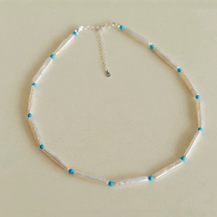 New Chinese Style Toothpick Pearl Necklace Women 925 Silver Buckle Simple Fashion Commuter Baroque Pearl Necklace