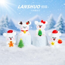 卡通立体树脂圣诞线条小狗 钥匙扣桌面小摆件内饰DIY配饰摆件材料