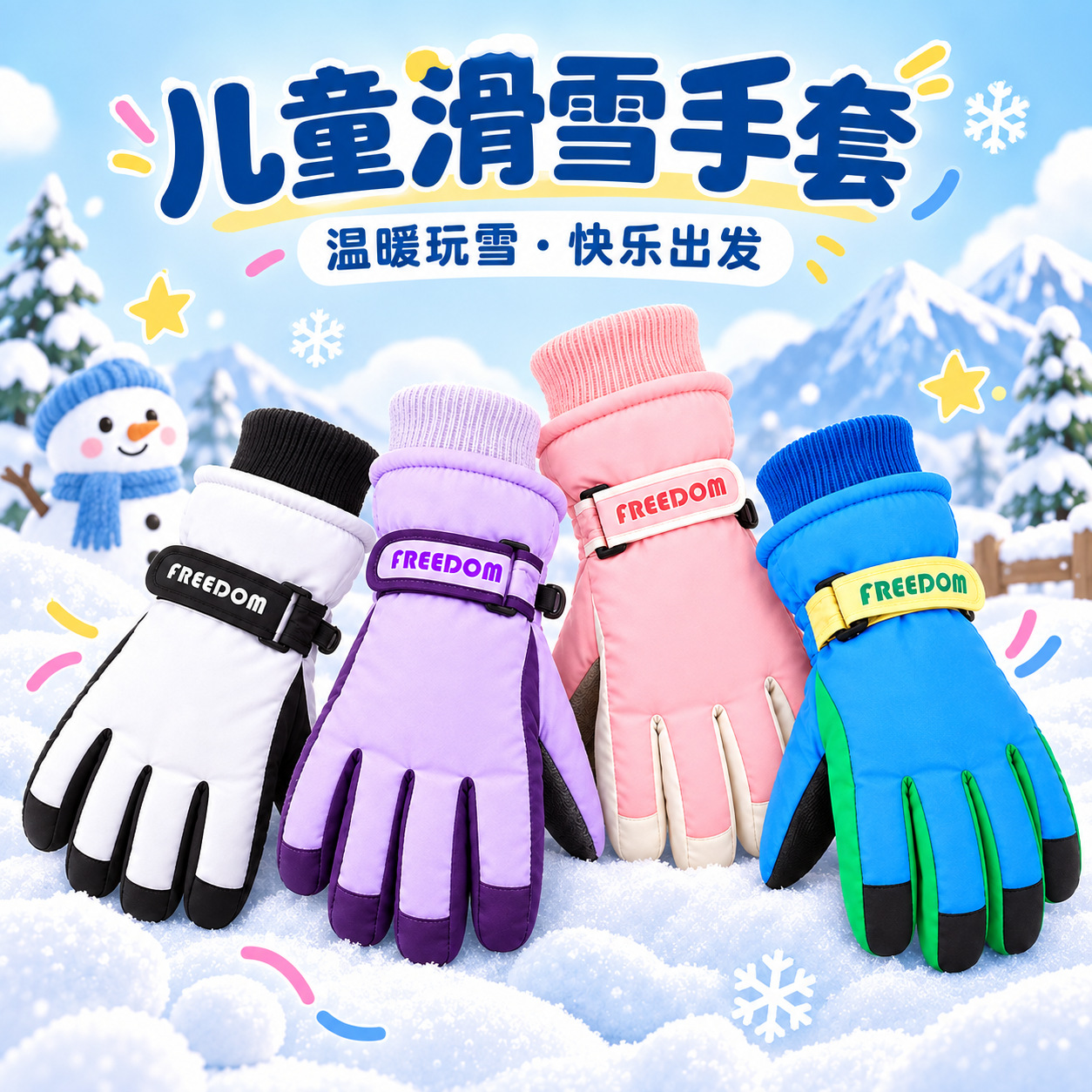 Niños de 3 - 12 años de edad en invierno, guantes de pantalla táctil a prueba de frío a prueba de agua a prueba de viento, antideslizante y caliente para esquiar y jugar con seda