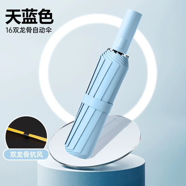 Automatic blue umbrella solar-powered, 32