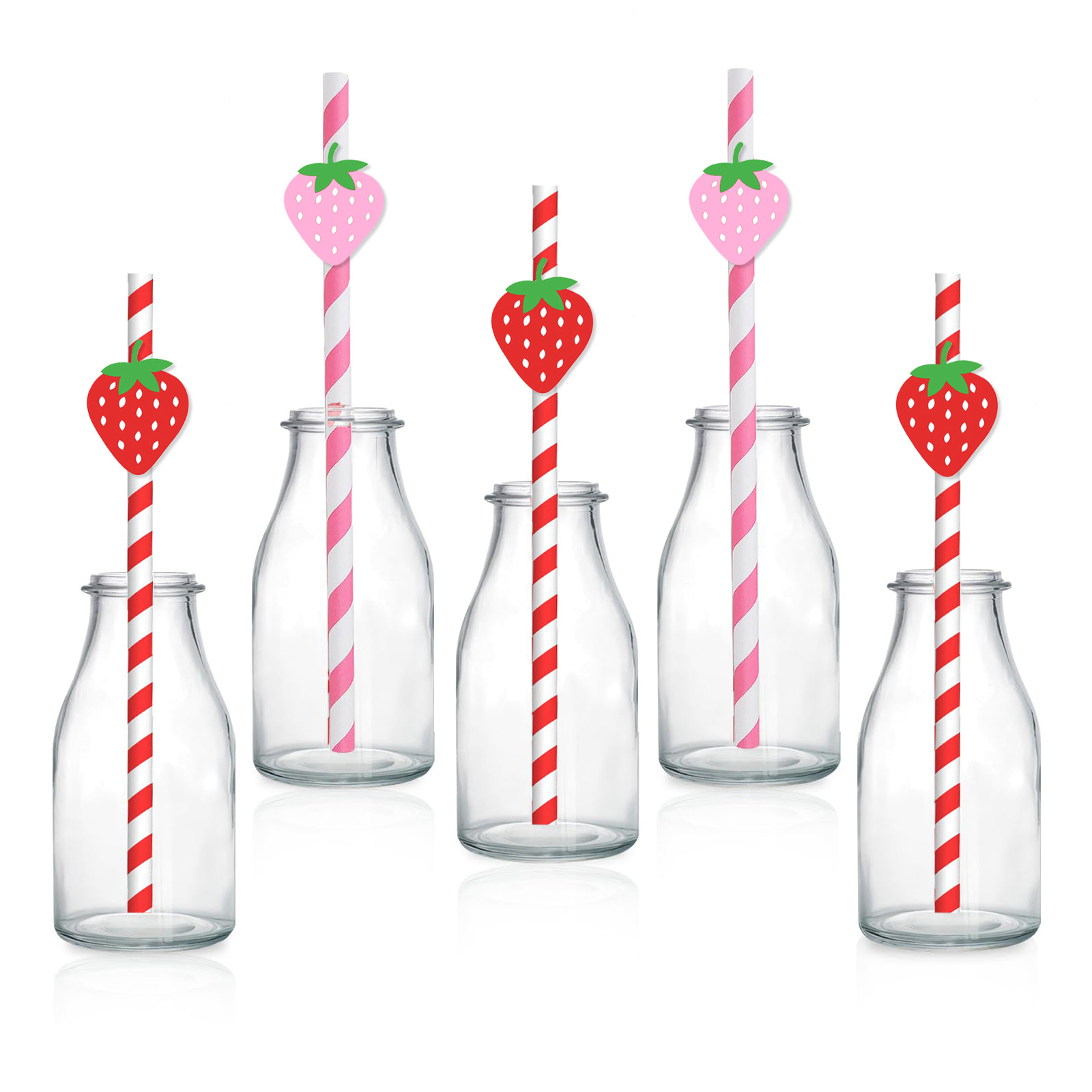 Suministros para fiestas transfronterizas Pajitas de papel creativas Pajitas de fresa Accesorios Disposición Pastel Postre Pajitas Decoración Lote de lugar