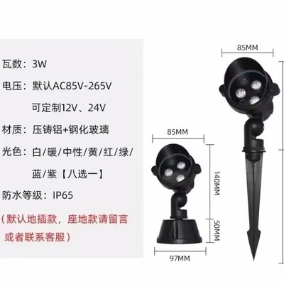 3w warm white ground plug is issued by default. please note if you want the base model