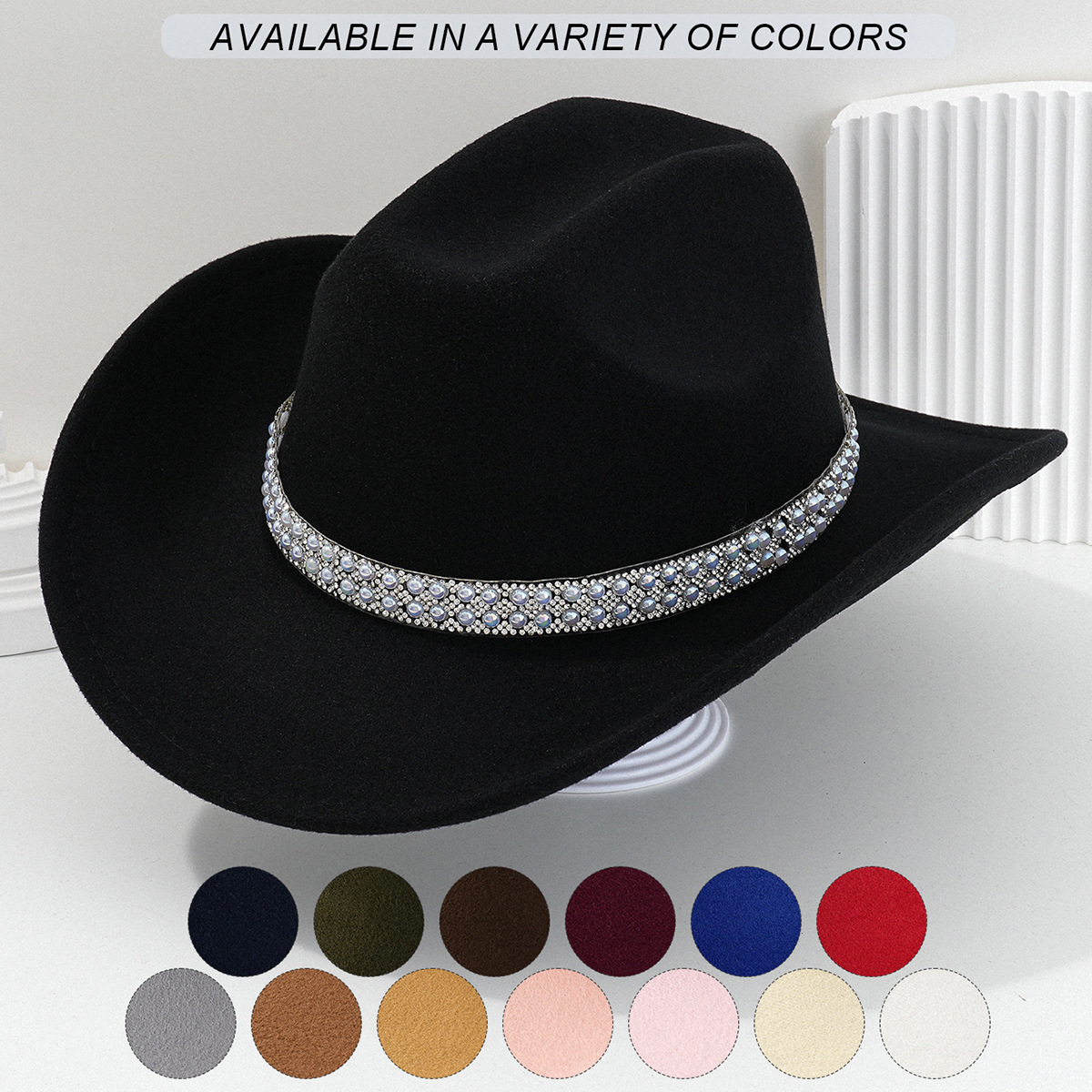 Sombrero de Vaquero para Novia de Poliéster Térmico para Bodas y Conciertos image 1