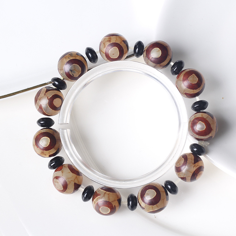 Natural Tibet raw stone boutique heaven beads three eyes day beads agate play bracelet national wind for men and women