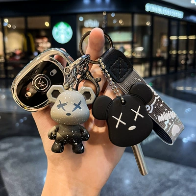 Car key bag — Remote Control Case Buckle - electric-car-d-aurora-silver-single-shell-gray-violent-bear-black-door-key-set