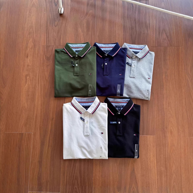 Cross-Border Foreign Trade Tommy Summer Men's Short-Sleeved Polo Shirt Pure Cotton Business Casual Lapel Short-Sleeved T-Shirt Cross-Border Foreign Trade Tommy Summer Men's Short-Sleeved Polo Shirt Pure Cotton Business Casual Lapel Short-Sleeved T-Shirt