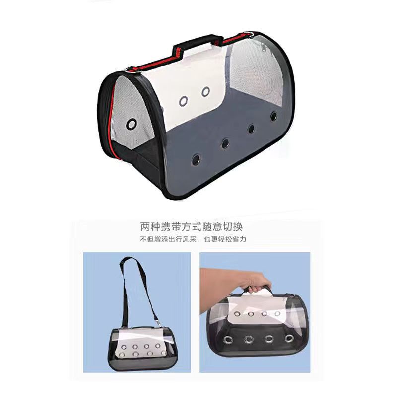 Caja de tracción de mascotas para salir, maleta de gato transparente portátil, dos cajas de transporte de perros de doble capa de gran capacidad