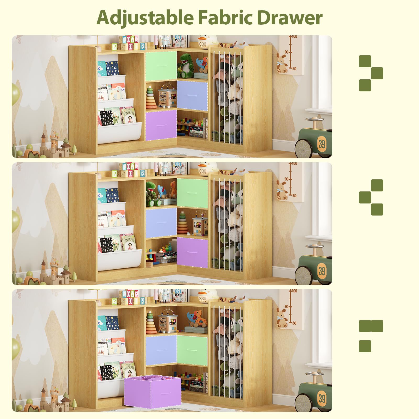 Cross-border Solid Wood Montessori Kindergarten Corner Toy Storage Rack Multi-layer Children's Bookshelf Toy Organizer