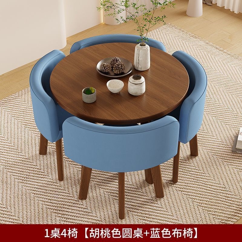 Mesa de comedor doméstica simple y moderna, mesa de comedor, mesa de comedor, mesa de comedor, mesa redonda de sala de estar, silla de comedor de almacenamiento completo image 16