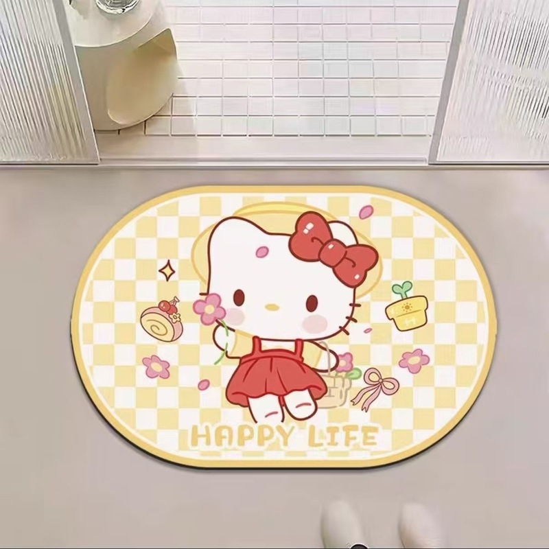 可爱凯蒂猫地垫hellokitty浴室吸水脚垫耐脏耐磨易打理脚垫可代发|undefined