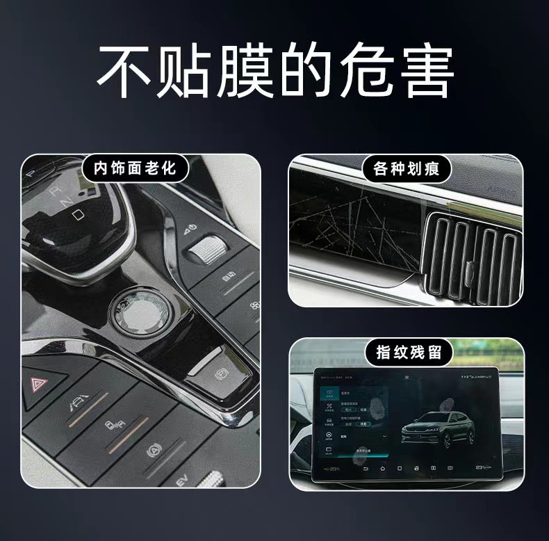 Suitable for 23-24 BMW X7, transparent interior protective film, anti-scratch protective film for the center console and gear shift, car interior modification