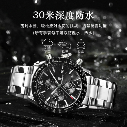 Swiss brand new men's watch multifunctional steel strap quartz watch live foreign trade dropshipping