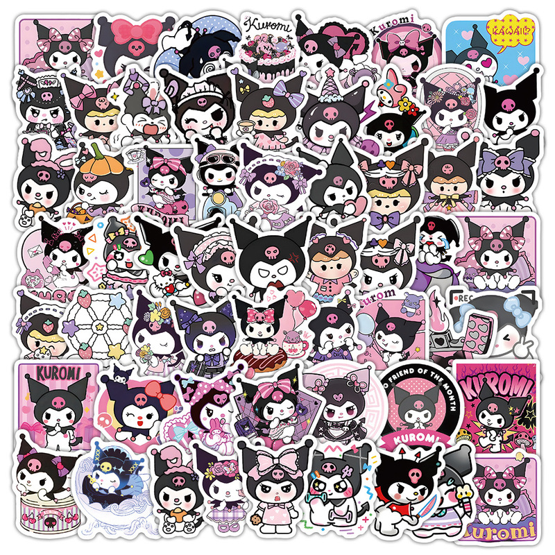 100 Q Version Sanrio Kuromi Graffiti Cartoon Cute Stickers DIY Handbook Decoration Desktop Manufacturer Wholesale