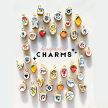 欧美跨境多巴胺项链任意DIY水果美食爱心吊坠炉内铜镀18K金保色