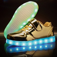 跨境灯鞋夜光发光鞋荧光童鞋七彩LED男女童鞋休闲板鞋USB充电灯鞋