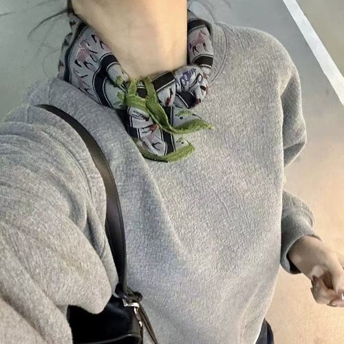 Lace scarf neckerchief for women, elegant square scarf, high-end, suitable for spring and summer, cotton linen series, temperament matching, versatile scarf and neck wrap