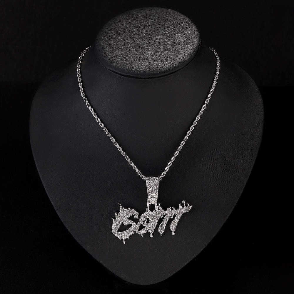 Europa y los Estados Unidos Hip-Hop lleno de diamantes cadena cubana llama Gott letras colgante collar accesorios de rap marca de moda para hombres al por mayor