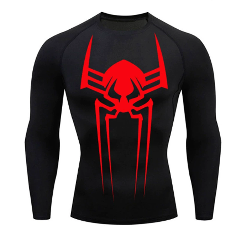 Мужская спортивная футболка с принтом паука для тренировок, бега и активного отдыха, быстросохнущая, облегающая, базовый слой