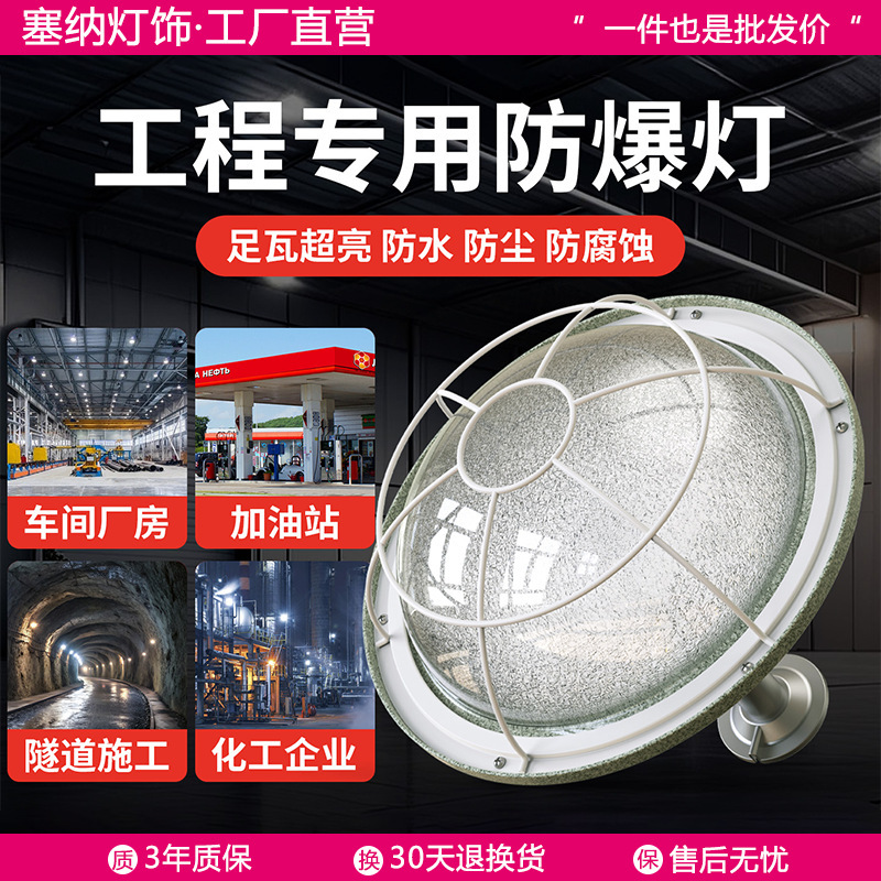 National Standard Industrial Led Explosion-Proof Lamp Factory Workshop Warehouse Factory Gas Filling Station Special Waterproof and Dustproof Lighting