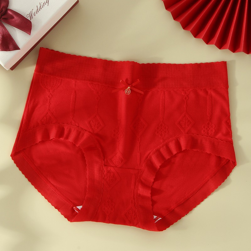 Año DE NACIMIENTO ropa interior roja entrepierna de algodón para mujer antibacteriano sin costuras cintura alta conejo año dragón boda calzoncillos de algodón