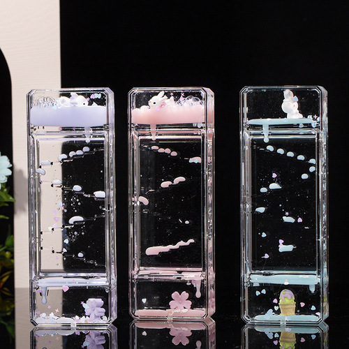 Rectangular cartoon necklace rabbit oil drop hourglass office desk decoration ornaments student birthday gift children's toys
