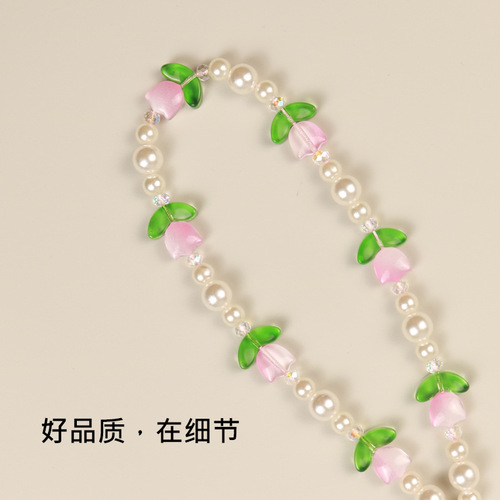 Tulip Sweet Ins Style  New Original DIY Phone Chain Hand-drawn Phone String Chain Pendant Ornament