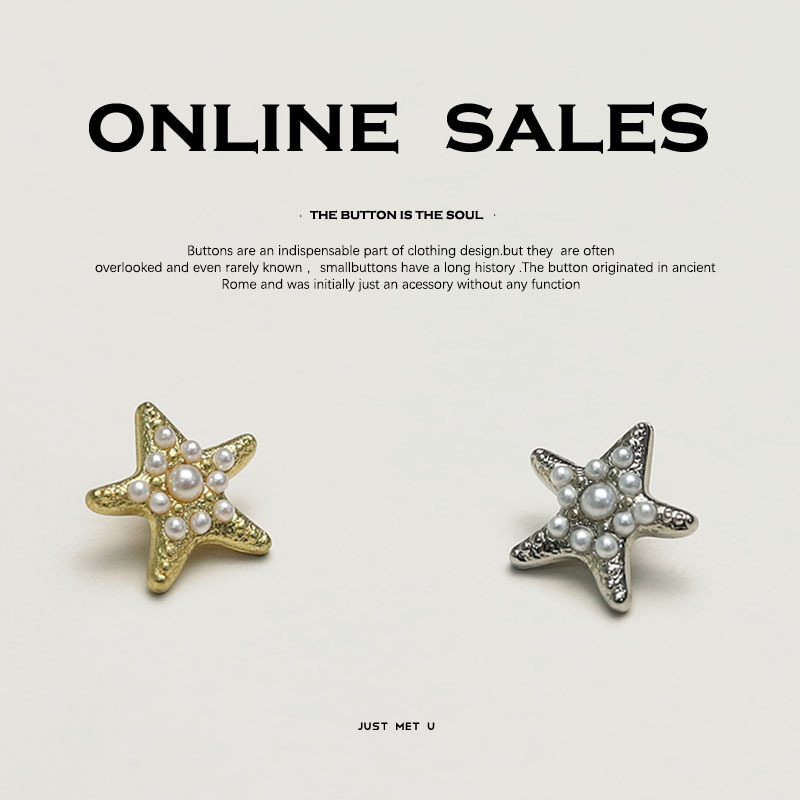 Pearl Five-pointed Star Button Garment Design Accessories Metal Accessories Knitted Cardigan Sleeve Collar Button Women's Shirt Buckle