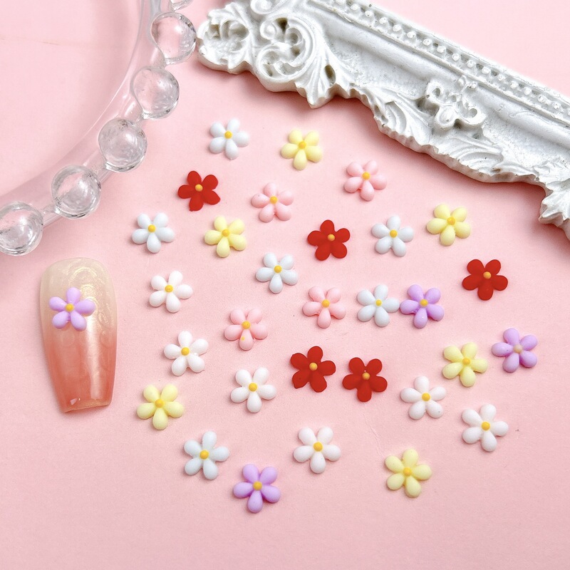 Nail Art Accessories Resin Small Flowers Macaron Candy Color Flowers Three-Dimensional Five-Petal Flowers Nail Art Decorations Nail Decoration