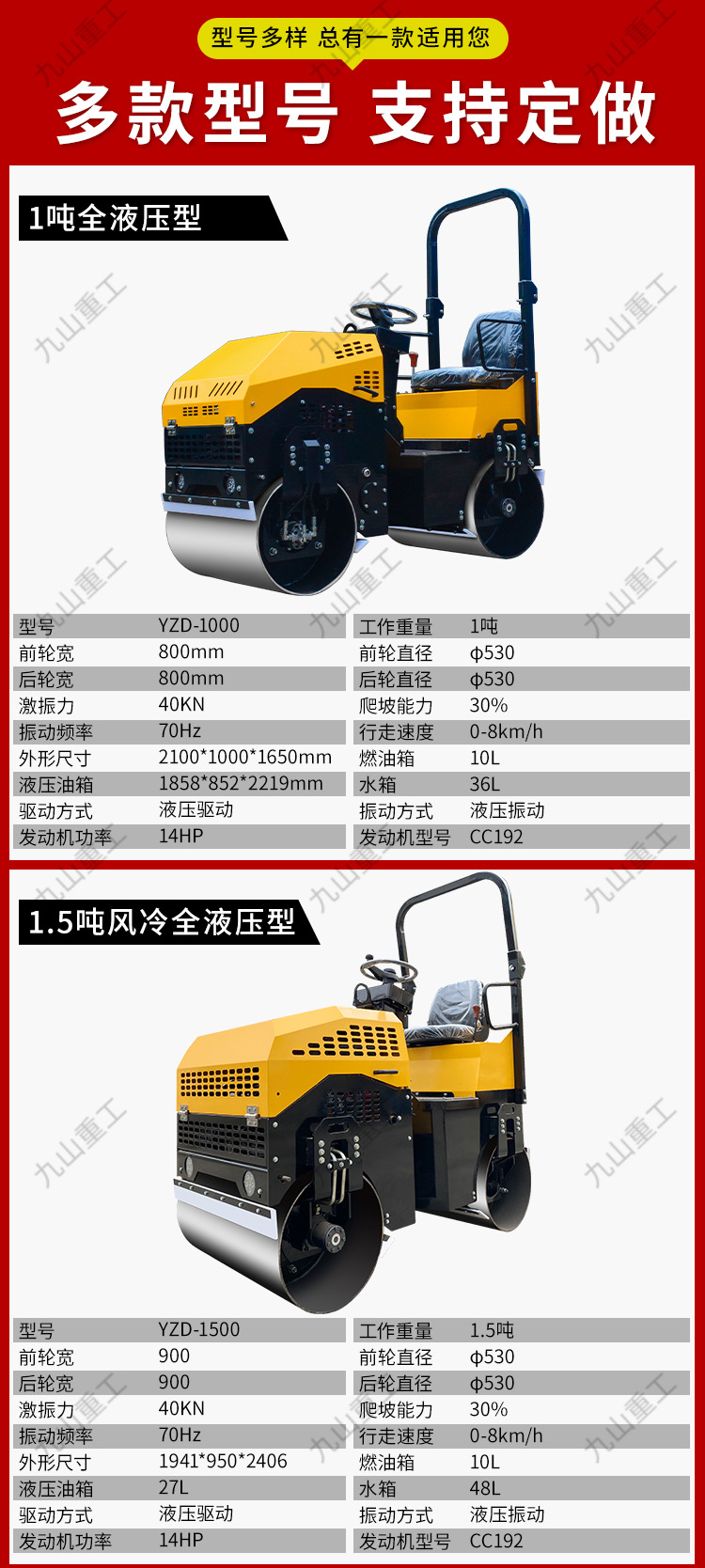 2吨小型双钢轮压路机 沥青压路机定制加工 全液压压路机生产厂家