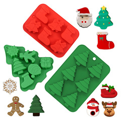 クロスボーダー卸売クリスマスシリーズシリコーンケーキ金型クリスマスツリーサンタクロースクリスマス靴下ベル金型