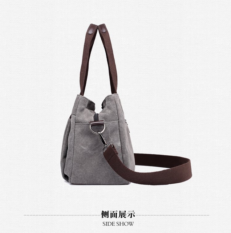 New casual canvas European and American women's single-shoulder bag, solid color trendy women's bag and handbag, cross-border one-piece consignment worldwide undefined