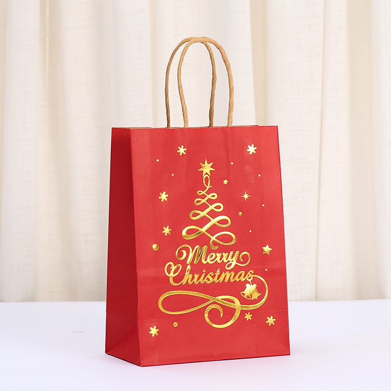 クリスマス包装袋印刷漫画ショッピングバッグクラフト紙袋パーティーキャンディギフトバッグ卸売テイクアウトバッグ|undefined