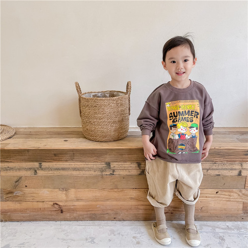 2024 new children's clothing spring clothing children's Korean spring cartoon sweatshirt girls spring and autumn bottoming shirt 21602