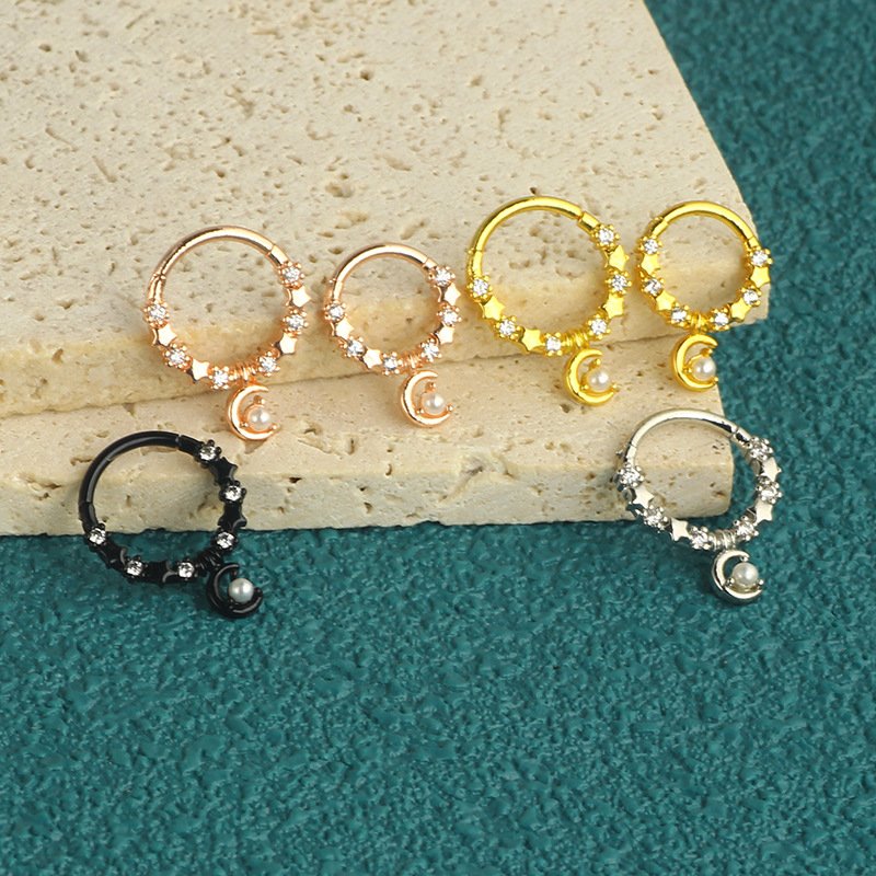 316L Stainless Steel Star Nose Ring with CZ, Rose Gold Nose Stud Ear Bone Ring Jewelry detail image 9
