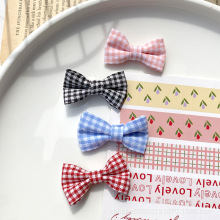 布艺格子蝴蝶结 儿童鸭嘴夹发圈diy材料公仔装饰辅料宠物饰品配件