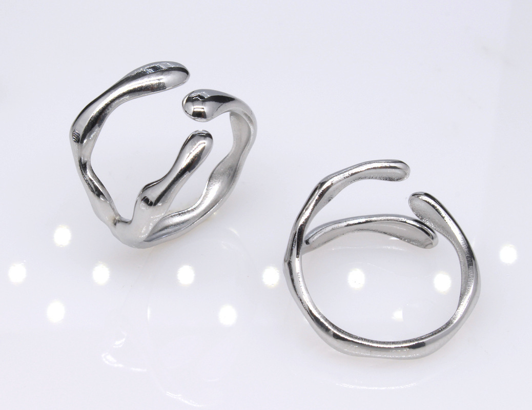 Women'S Gender Plating Design 1 Piece Simple Style Irregular Solid Color Titanium Steel Plating Open Ring