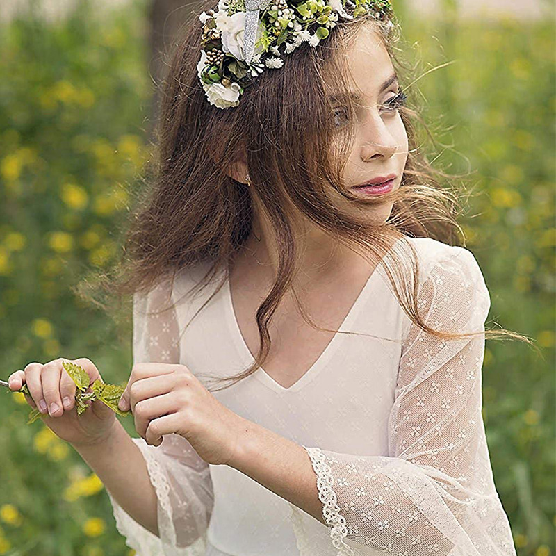 Nuevo europeo y americano transfronterizo vestido de novia para niños niñas encaje manga larga Rendimiento De Cumpleaños simple vestido de princesa entrega