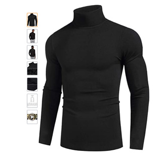 Amazon Men's Warm Turtleneck Sweater Basic Casual Long Sleeve Pullover Slim-Fit Knitted Sweater Top