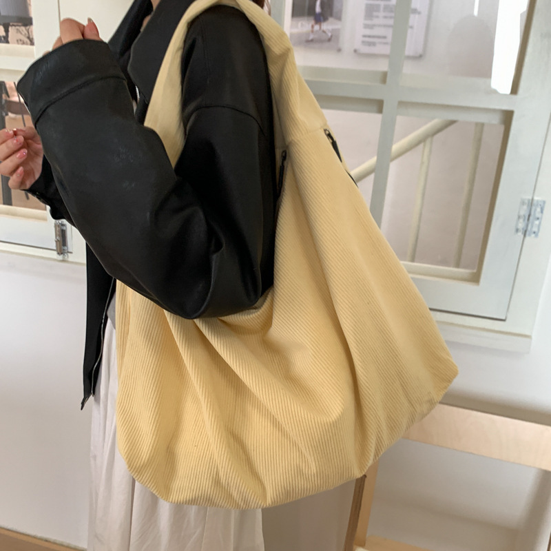코듀로이 수하물 가방 밝은 노란색
