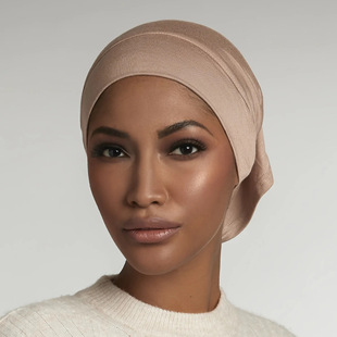 Solid color modal round brim bandage base cap turban with sweat cloth monochrome tube cap Baotou cap inner
