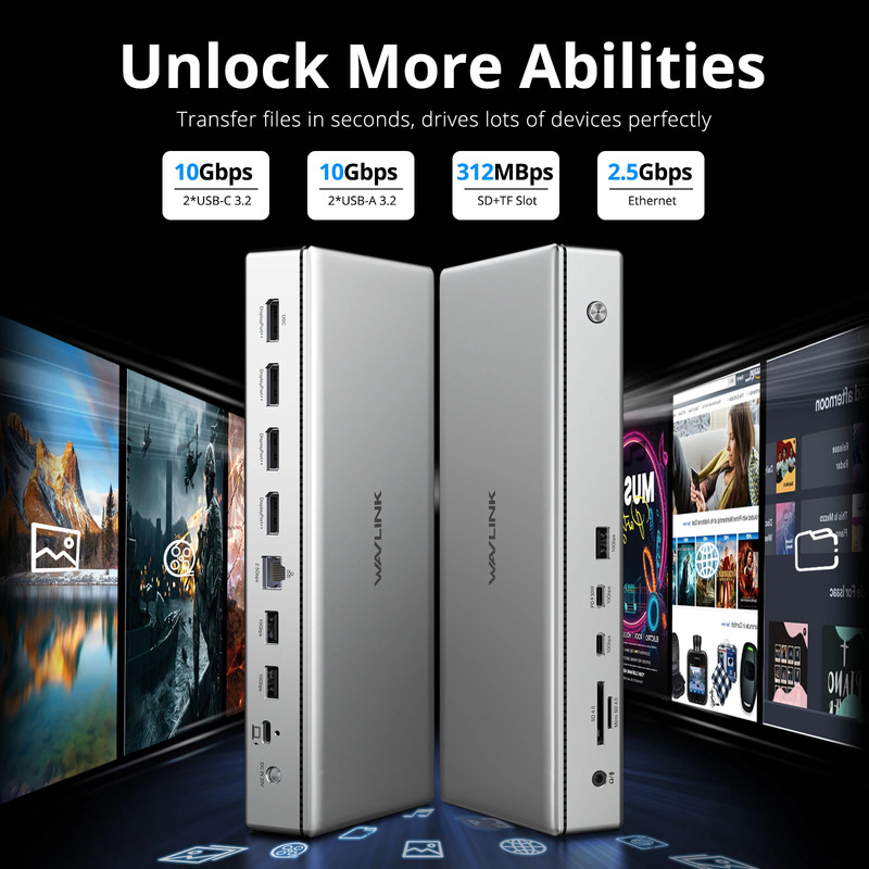 Wavlink Dual 8K Single 10K USB C Displaylink (Dl7400) Advanced Docking Station