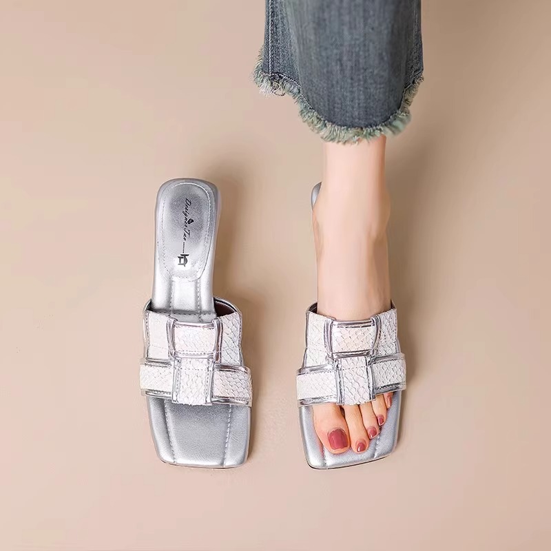 In Stock! Lambskin Wedge Half Slippers For Women 2025 Summer New Super Popular High-End High Heel Sandals_vogvips.com